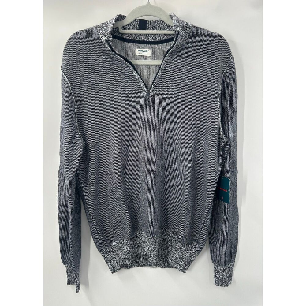 NWT Tommy John Quarter Zip Size L Ribbed Night Sky Coconut Milk Men's Sweater